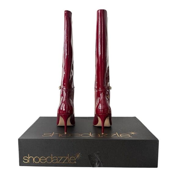 Shoe Dazzle Heeled Boots Adaline-D Tibetan Red Knee Boots Women’s Size 10 Wide - Picture 5 of 11